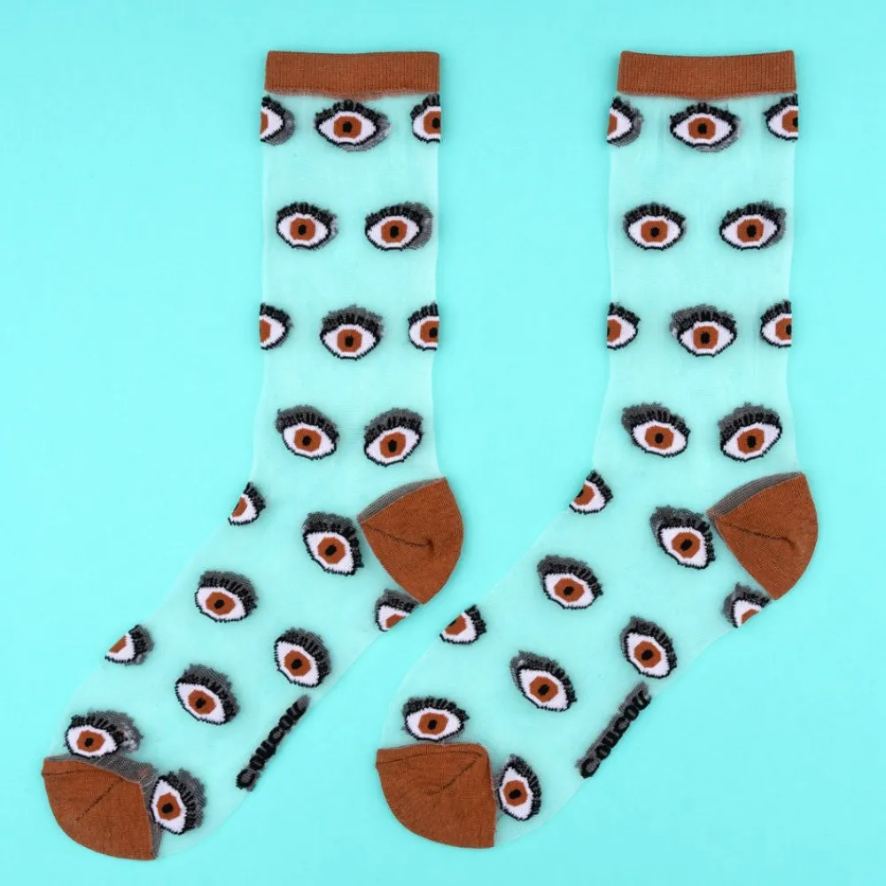 Clearance Chaussettes transparentes Oeil - Marron Chaussettes Transparentes