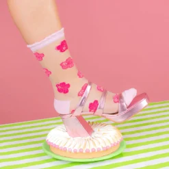 Best Chaussettes transparentes Hibiscus Chaussettes Transparentes