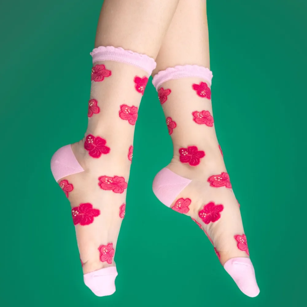 Best Chaussettes transparentes Hibiscus Chaussettes Transparentes