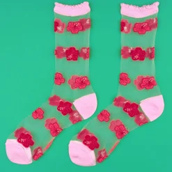 Best Chaussettes transparentes Hibiscus Chaussettes Transparentes