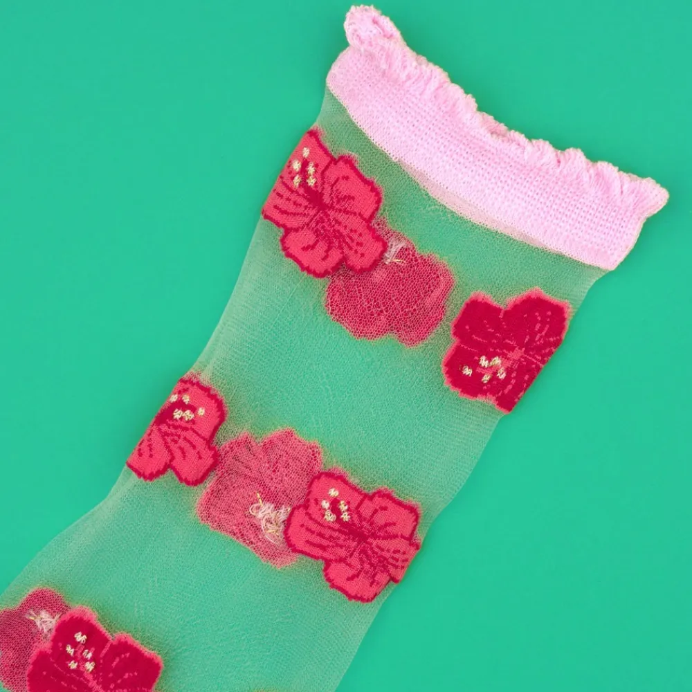 Best Chaussettes transparentes Hibiscus Chaussettes Transparentes