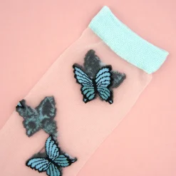 Store Chaussettes transparentes Papillon Bleu Chaussettes Transparentes