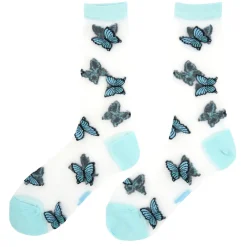 Store Chaussettes transparentes Papillon Bleu Chaussettes Transparentes
